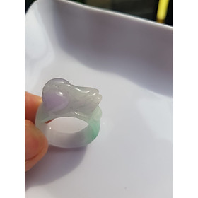 Chiếc Nhẫn Tỳ Hưu Hút Tài Ni 20mm  Đá Cẩm Thạch Tự Nhiên Màu Tím Nhẹ Trắng Xanh Ngọc Bóng Đẹp  Size Nhẫn đk 20mm x bản 11mm ạ