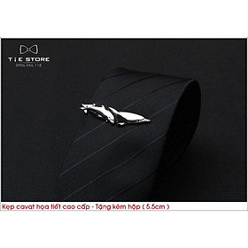 Kẹp cà vạt nam cao cấp ( 5.5cm), Kẹp Cavat hình họa tiết con cá cao cấp - tặng kèm hộp nhỏ