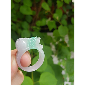 Nhẫn Tỳ Hưu Mới Nam Ni 20mm  Đá Cẩm Thạch Tự Nhiên Trắng Xanh Ngọc Bóng Đẹp  Size Nhẫn đk 20mm x bản 12mm ạ