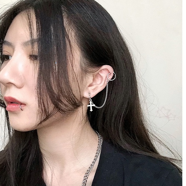 Bông tai mặt dây chuyền thánh giá thời trang gothic cá tính