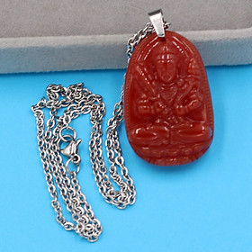 Vòng cổ Hư Không Tạng bồ tát - thạch anh đỏ 3.6cm DITTOB6 - dây inox bạc - tuổi Sửu, Dần