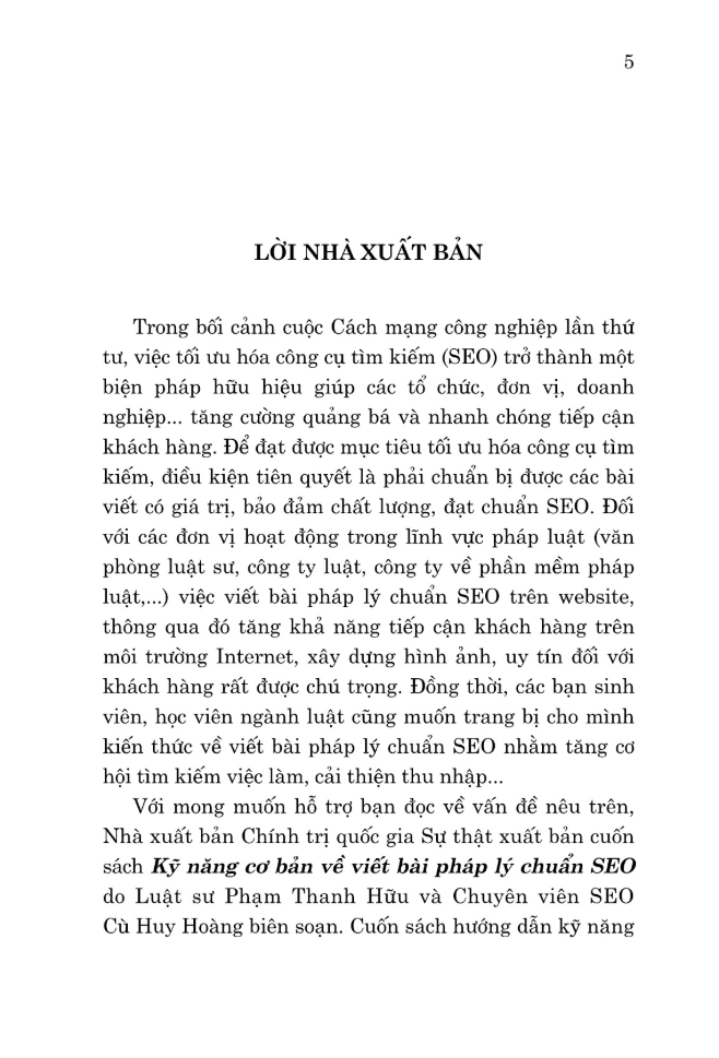 Sách - Kỹ Năng Cơ Bản Về Viết Bài Pháp Lý Chuẩn SEO