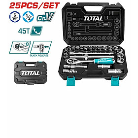 BỘ 25 CÁI SOCKET (1/2 INCH) & CẦN 2 CHIỀU TOTAL THT121251 - HÀNG CHÍNH HÃNG