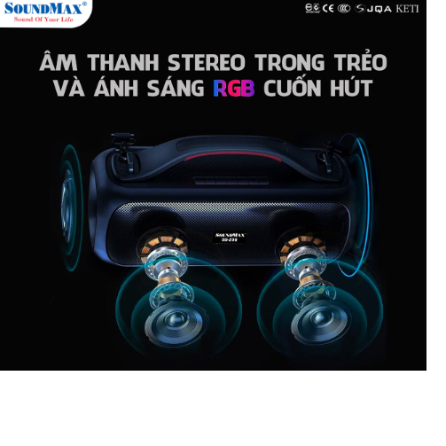 Loa bluetooth xách tay nhỏ gọn SoundMax SB-208/2.0 30W - Hàng Chính Hãng
