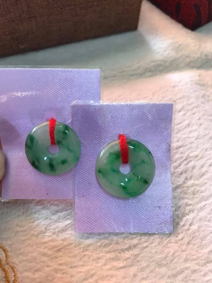 MẶT DÂY CHUYỀN ĐỒNG ĐIẾU ĐỒNG TIỀN Size NHỎ 21MM x DẦY 4MM 100% ĐÁ CẨM THẠCH TỰ NHIÊN MÀU XANH ĐẬM NHẠT BÓNG ĐẸP Ạ