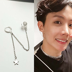 Bông tai unisex xích thả võng tích hợp xỏ lỗ kẹp vành