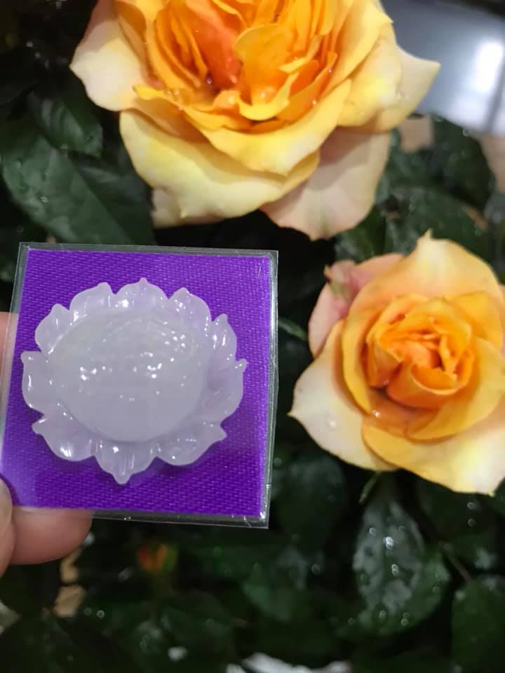 MẶT DÂY CHUYỀN BÔNG SEN TRẮNG TINH BÓNG ĐẸP 100% ĐÁ CẨM THẠCH TỰ NHIÊN NỮ MỆNH KIM THỦY 28MM
