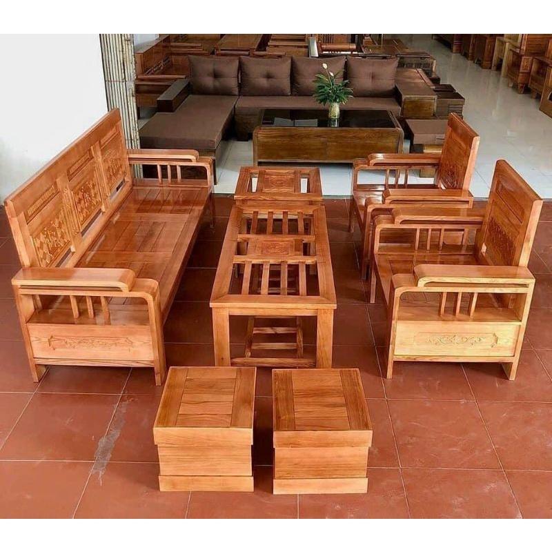 Bộ Ghế Gỗ Phòng Khách - Tay Hai Tầng