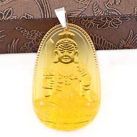 [Tuổi Dậu] Mặt Dây Chuyền Phật Bất Động Minh Vương Đá Pha Lê Vàng Size Nhỏ 3.6cm & Size Lớn 5cm- Tặng Kèm Móc Inox - Phong Thủy 868 - May Mắn - Bình An
