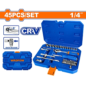 BỘ 45 CHI TIẾT TAY VẶN ĐẦU TUÝP 1/4" WST4D45 WADFOW - HÀNG CHÍNH HÃNG