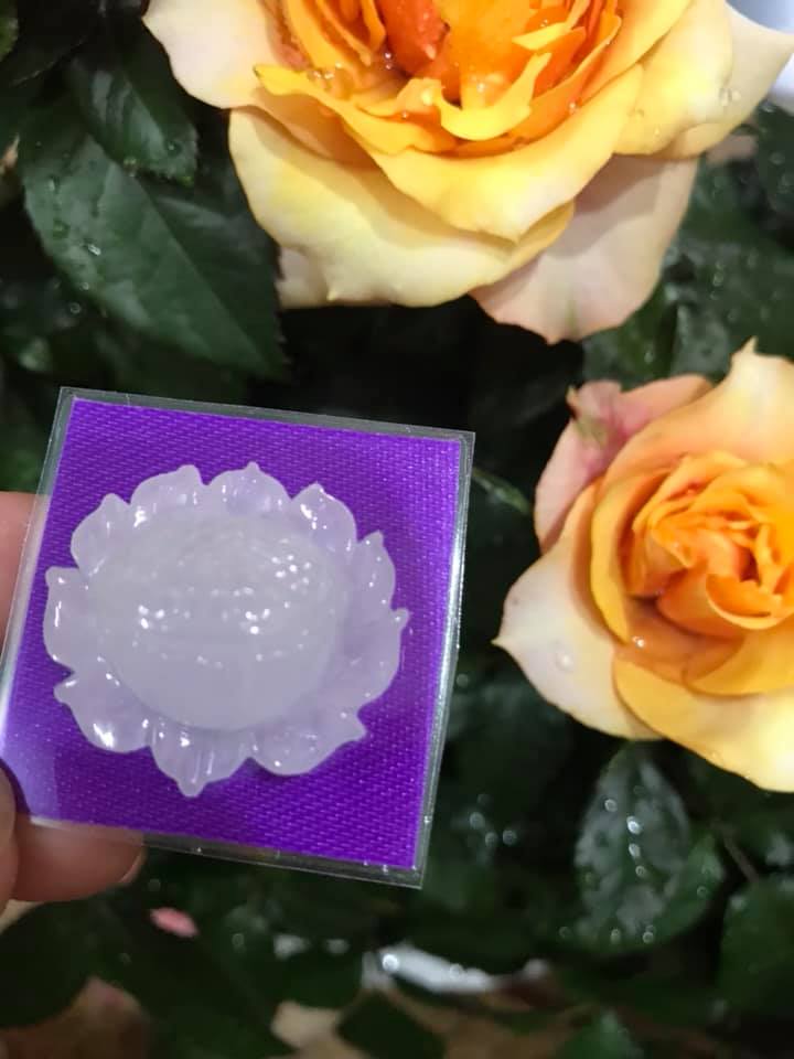 MẶT DÂY CHUYỀN BÔNG SEN TRẮNG TINH BÓNG ĐẸP 100% ĐÁ CẨM THẠCH TỰ NHIÊN NỮ MỆNH KIM THỦY 28MM