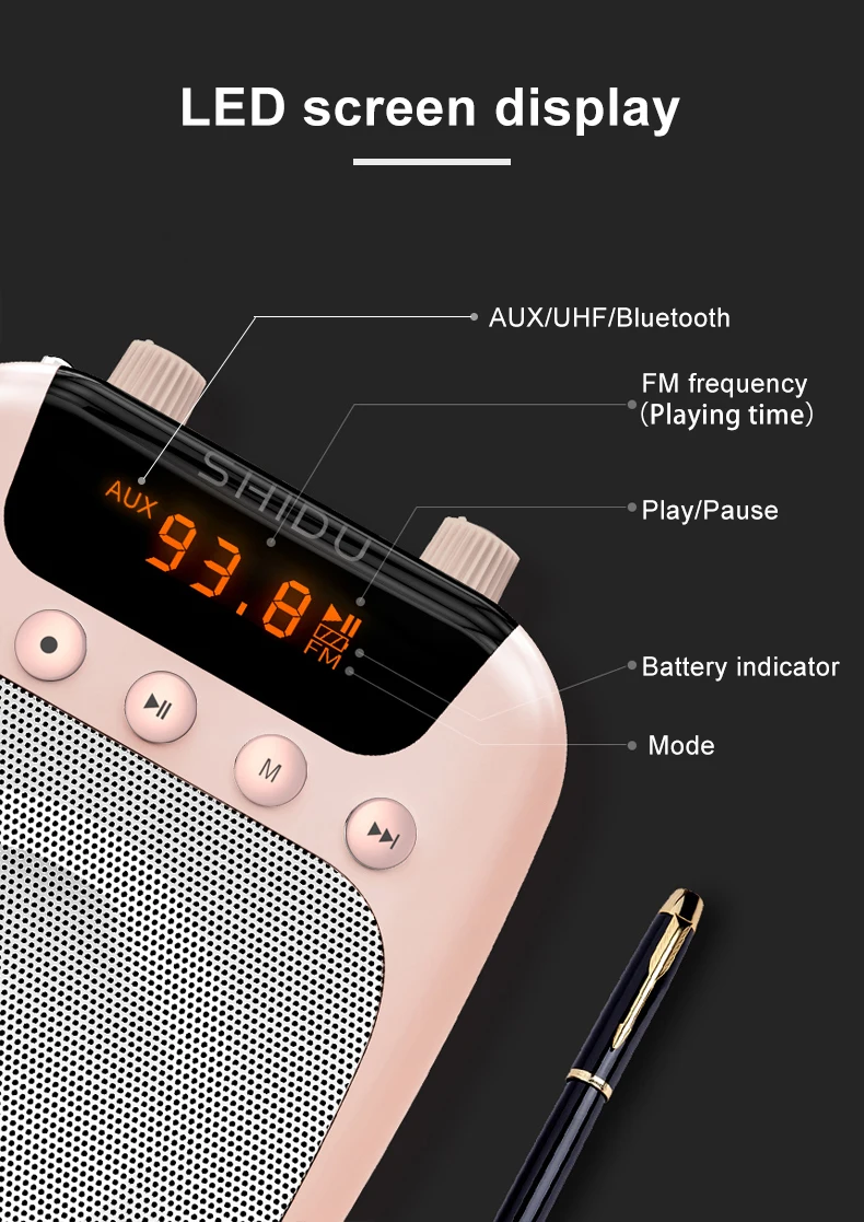 Tặng Kèm Micro Không Dây Trị Giá 199K - Loa Trợ Giảng Có Dây Shidu SD-S358 Công Suất Loa 10W Kết Nối Bluetooth,FM, Dung Lượng Pin 2500mAh Sử Dụng Lên Tới 15h. SHIDU S358 10W Wireless Mini Amplifier Meeting Guide Headset Micro Wireless - Hàng Chính Hãng