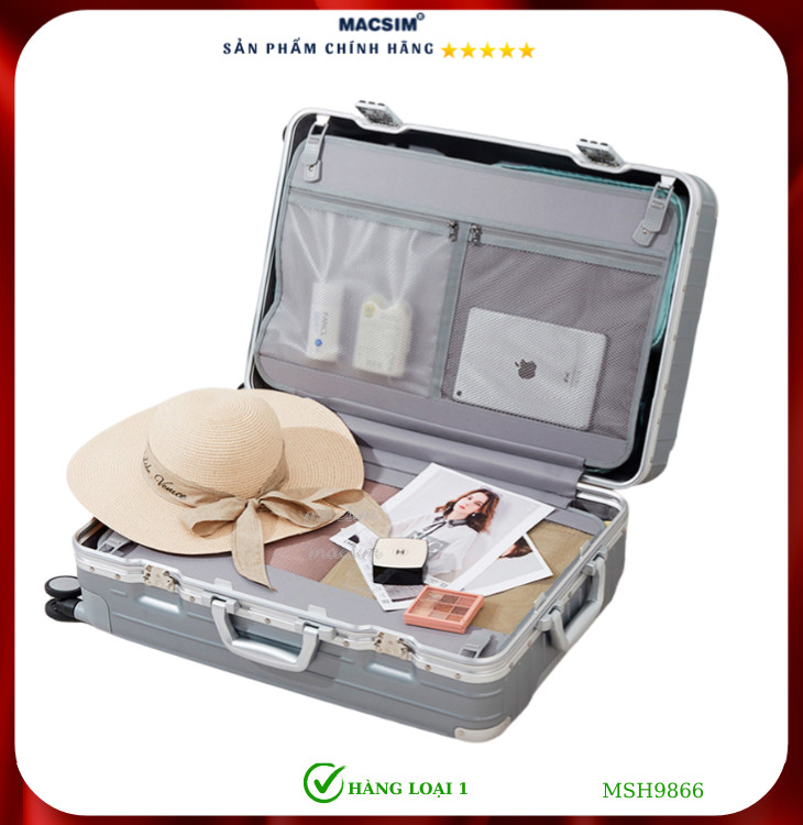 Vali cao cấp Macsim Hanke MSH9866 20 inch màu xám - Hàng loại 1