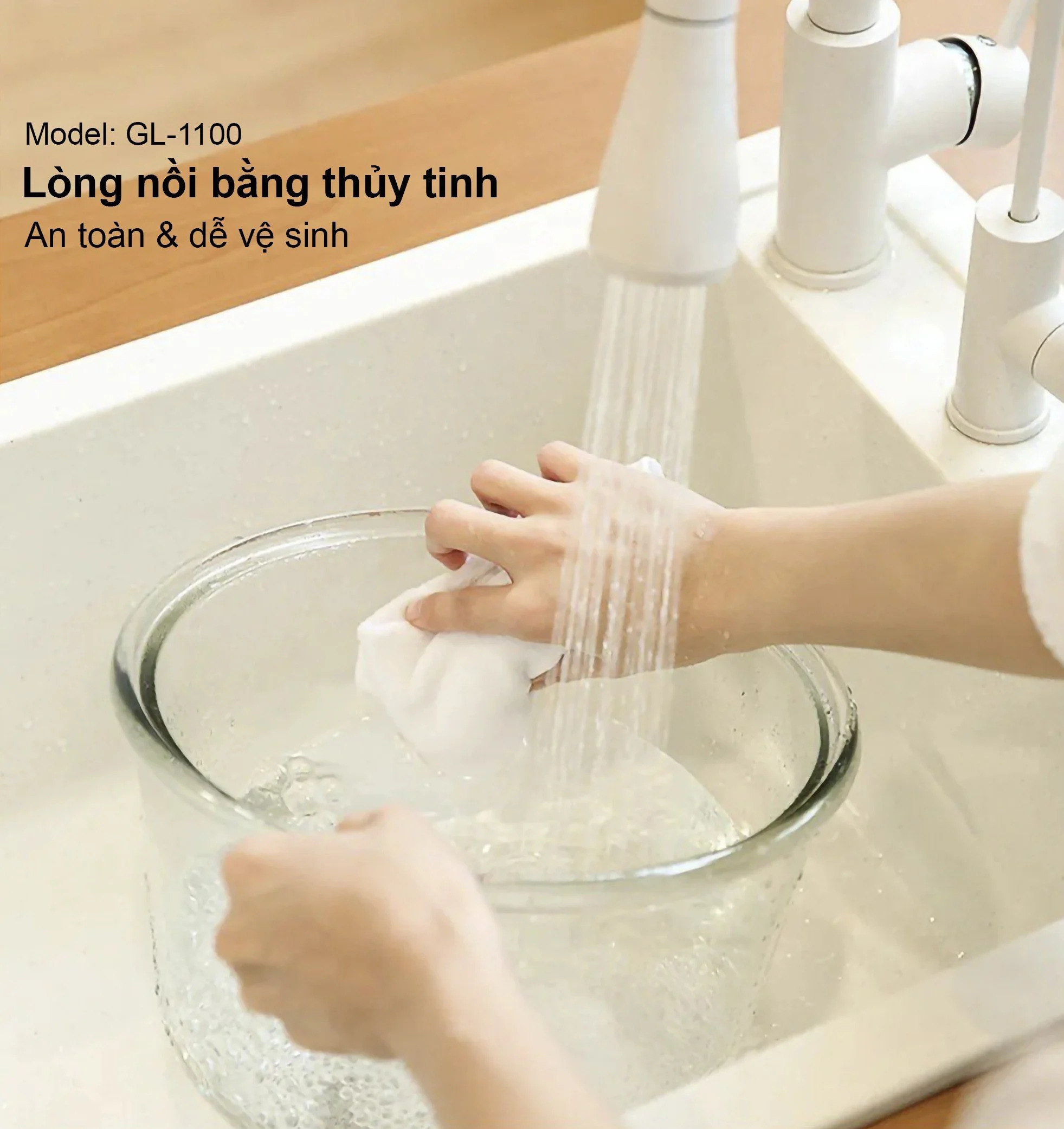 Thân nồi lò nướng thủy tinh, 12-17 lít, đầu lò 1300w, khay, vỉ nướng, chân nhựa, vành inox, hàng chính hãng Gali