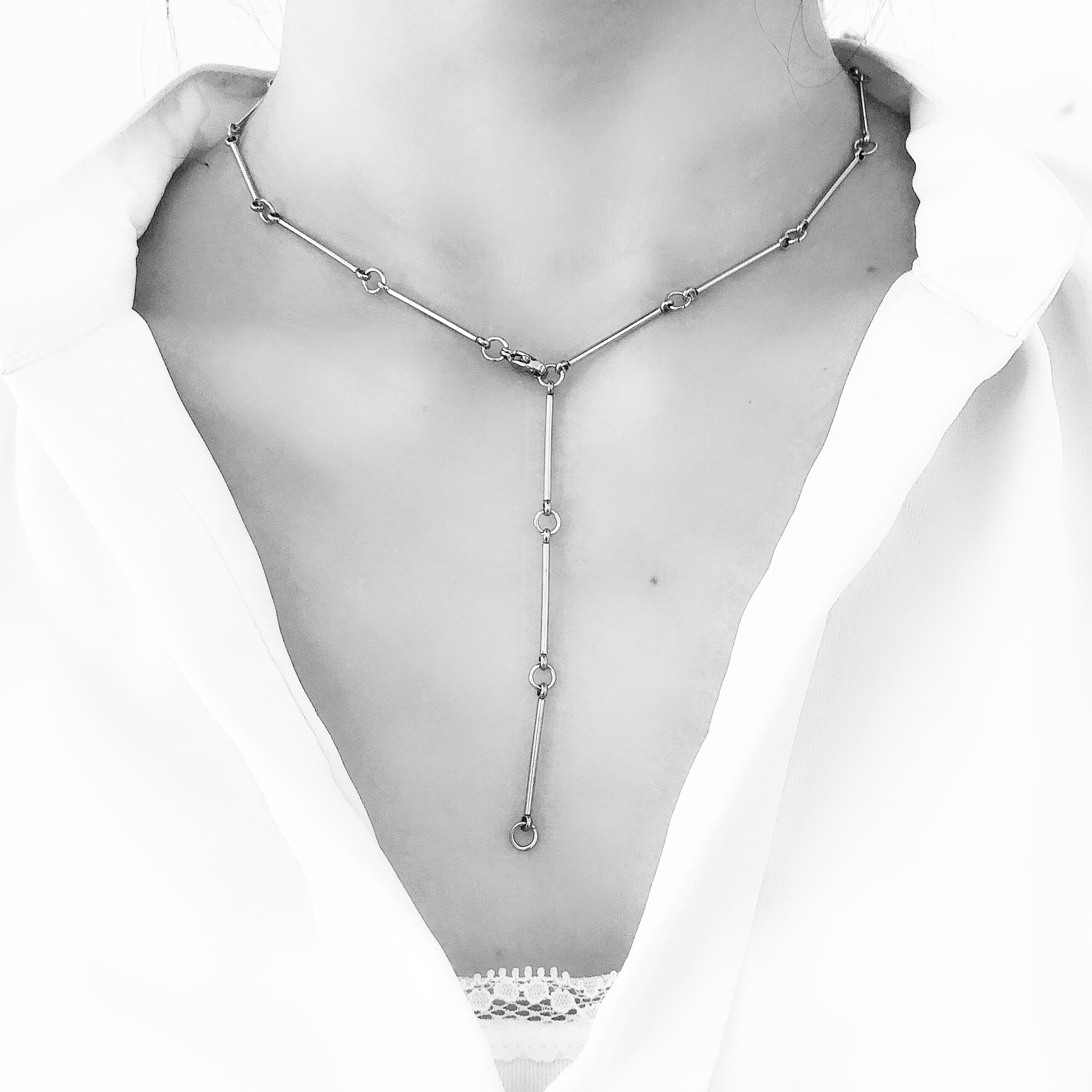 Vòng cổ bằng thép không gỉ phần thanh dài chuỗi vòng cổ xương đòn unisex