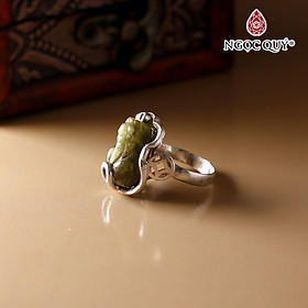 Nhẫn tỳ hưu saphire 16x10mm Ni17 mệnh thủy, mộc - Ngọc Quý Gemstones