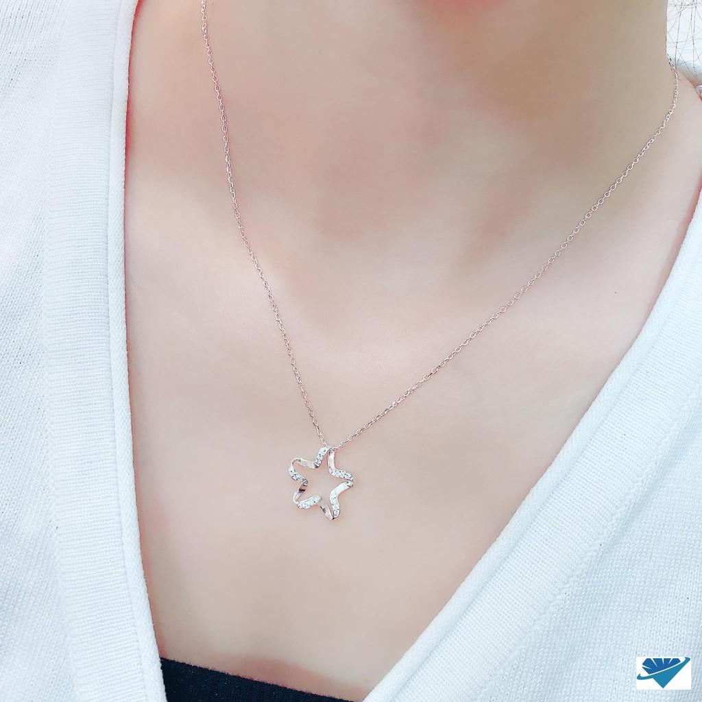 Dây chuyền nữ thời trang cao cấp chất liệu bằng bạc Ý xi kim SA0013