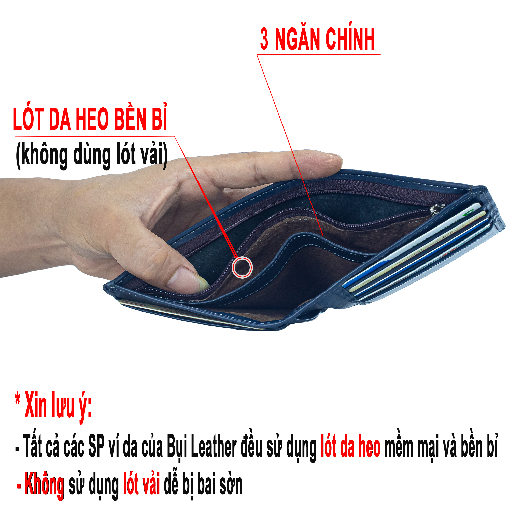 Ví nam, bóp nam da bò Nappa Bụi Leather V101 - Bảo hành 12 tháng