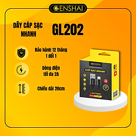 Cáp sạc L 20cm hàng chính hãng  GENSHAI GL202 | Bảo hành 12 tháng 1 đổi 1 | Made in Việt Nam