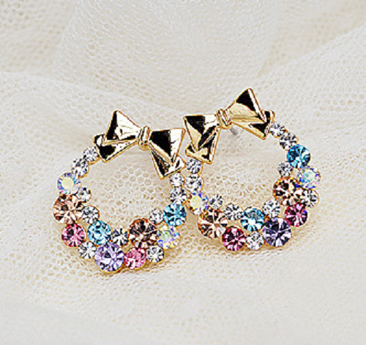 Bông tai nơ 7 màu sặc sỡ rainbow