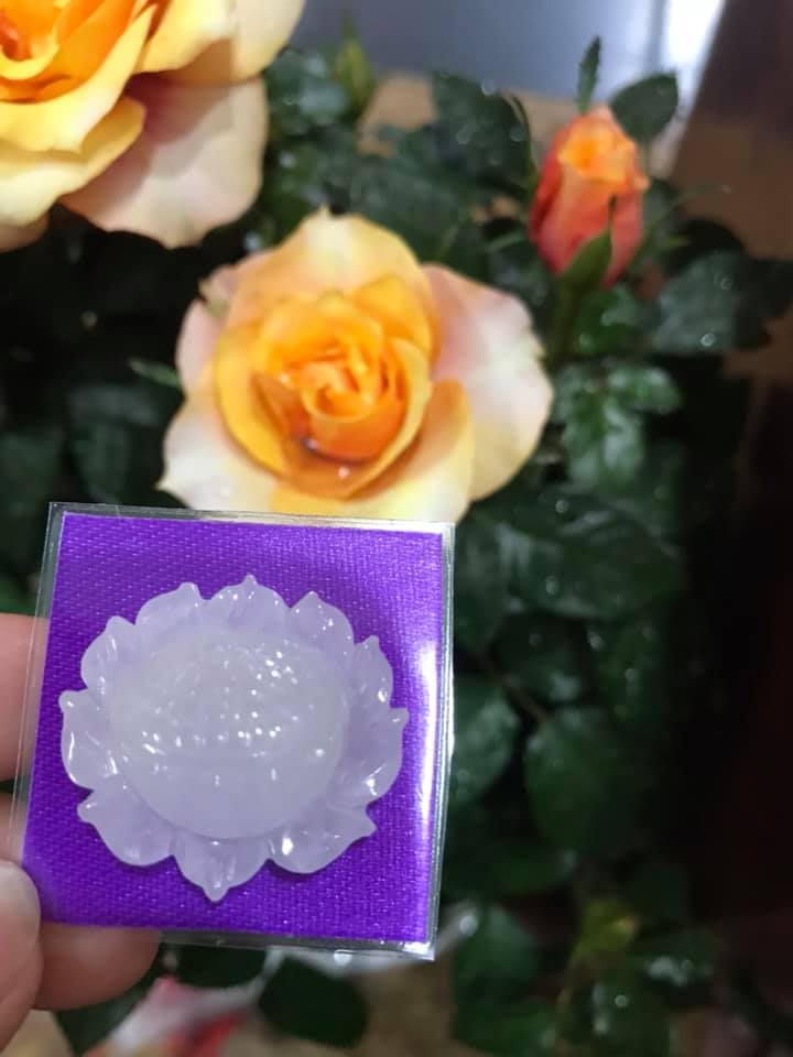 MẶT DÂY CHUYỀN BÔNG SEN TRẮNG TINH BÓNG ĐẸP 100% ĐÁ CẨM THẠCH TỰ NHIÊN NỮ MỆNH KIM THỦY 28MM