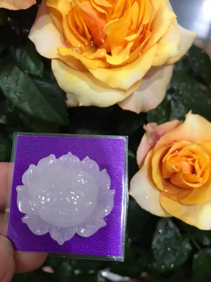 MẶT DÂY CHUYỀN BÔNG SEN TRẮNG TINH BÓNG ĐẸP 100% ĐÁ CẨM THẠCH TỰ NHIÊN NỮ MỆNH KIM THỦY 28MM