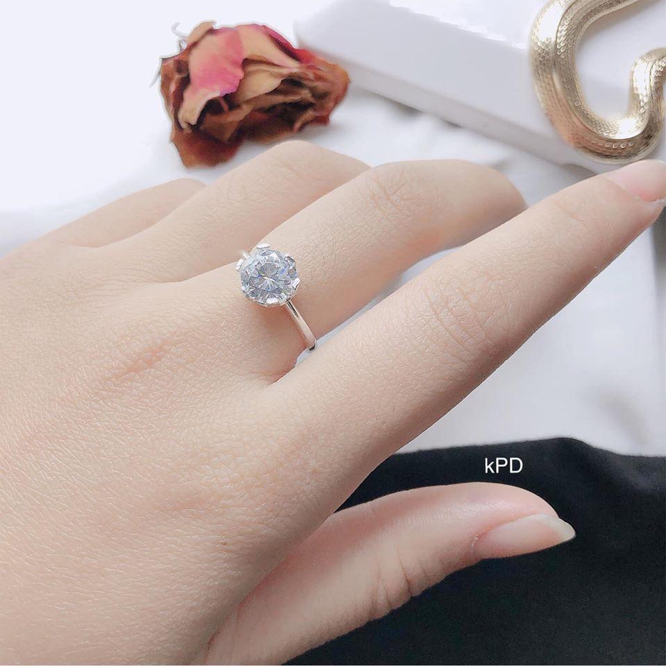 Nhẫn bạc Ý mặt đá xinh MS55