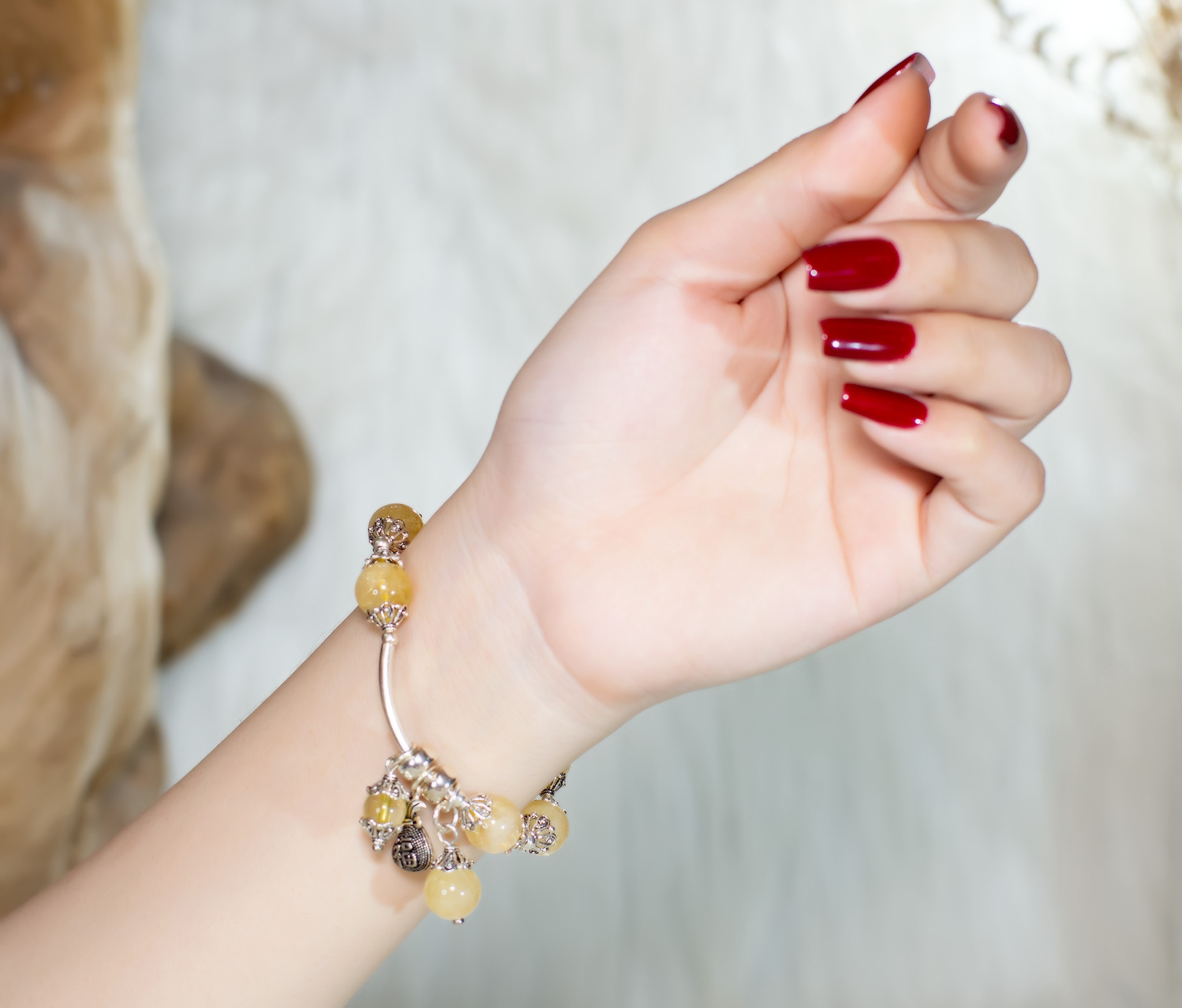 Vòng phong thủy Thạch anh vàng (Citrine) tự nhiên AAAA #VT025