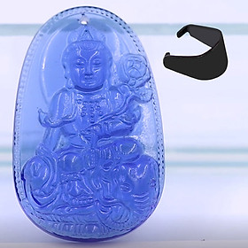 [Tuổi Thìn, Tỵ] Mặt Dây Chuyền Phật Phổ Hiền Bồ Tát Đá Pha Lê Xanh Dương Size Nhỏ 3.6cm & Size Lớn 5cm - Tặng Kèm Móc Inox - Phong Thủy 868 - May Mắn - Bình An