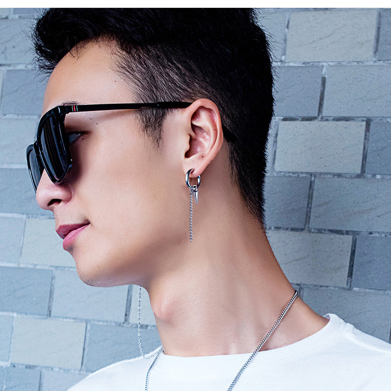 Bông tai xích lỗ tròn mạnh mẽ thời thượng 1 đôi unisex