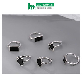 Khuyên Tai Bạc Ta Tròn Chốt Bấm Cá Tính Bạc Hiểu Minh HT385 