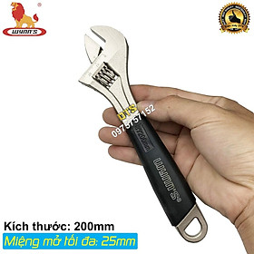 Mỏ lết cán bọc nhựa cứng PVC tăng cường WYNN’S 200mm, cờ lê điều chỉnh độ mở đa năng, thép Cr-V không gỉ xỷ lý nhiệt