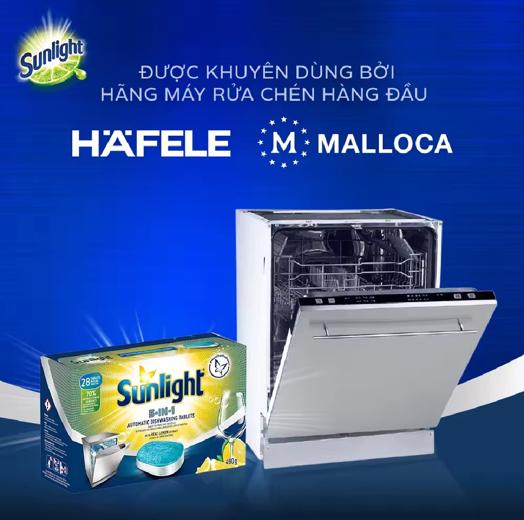 Hộp 28 Viên Rửa Chén Bát Sunlight Cho Máy Rửa Chén Bát 490g