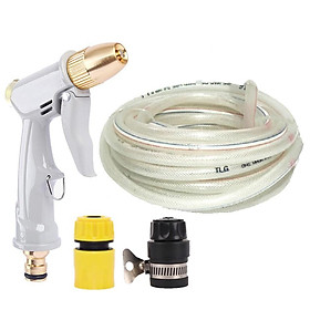 Bộ dây và vòi xịt rửa xe tưới cây tăng áp 15M (cút nhựa nối nhựa đen 713-2) 206846