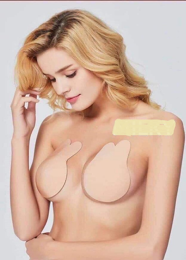 Combo 4 miếng dán ti nâng kéo ngực hình thỏ (da, đen)
