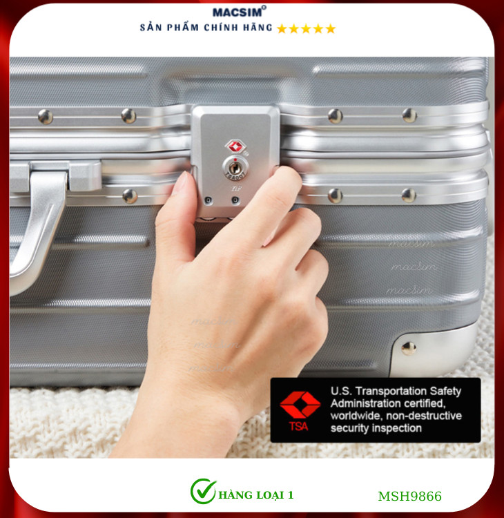 Vali cao cấp Macsim Hanke MSH9866 20 inch màu xám - Hàng loại 1