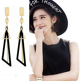 Bông tai nữ hình khối tam giác kép trẻ trung năng động