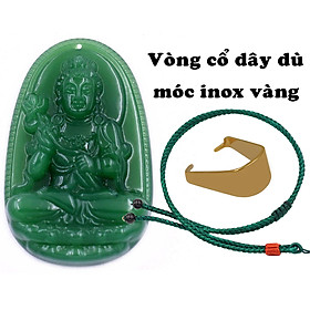 Mặt dây chuyền Phật Đại thế chí đá xanh 2.2 x 3.6cm ( size trung ) kèm vòng cổ dây dù xanh lá + móc inox, Phật bản mệnh