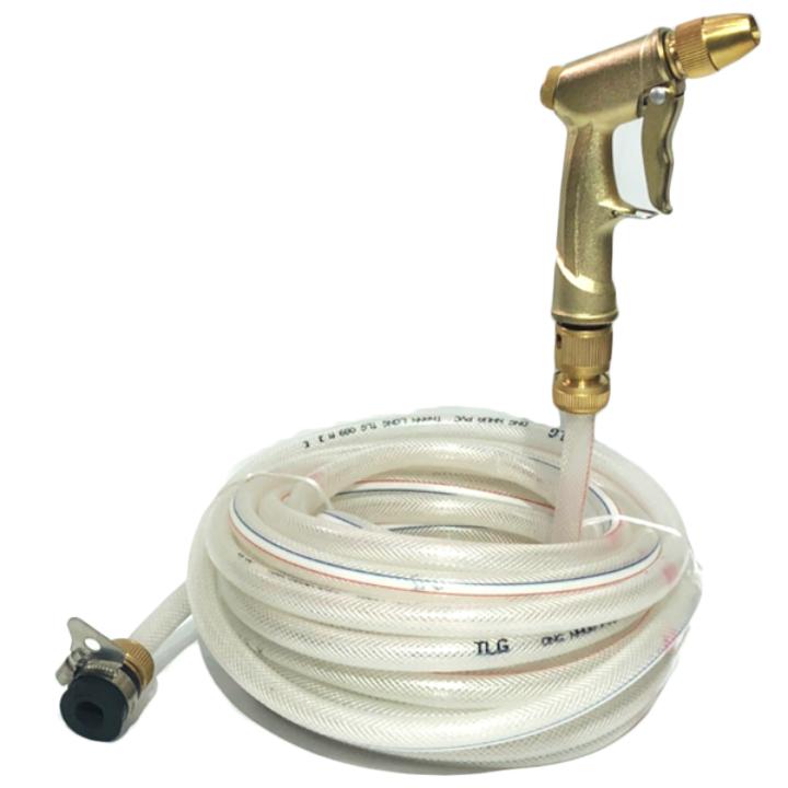 Vòi nước vòi phun nước rửa xe tưới cây tăng áp thông minh + bộ dây bơm nước cao cấp TLG loạI 20m (vòi đồng-dây trắng) 701-1498-1