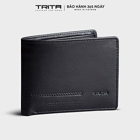 Ví nam da bò Trita ( Thời trang nam dáng ngang họa tiết sọc chéo - Ví da RVN17 )
