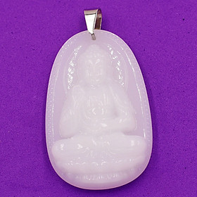 [Tuổi Tuất, Hợi] Mặt Dây Chuyền Phật A Di Đà Đá Thạch Anh Trắng Size Nhỏ 3.6cm & Size Lớn 5cm- Tặng Kèm Móc Inox - Phong Thủy 868 - May Mắn - Bình An