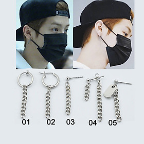 Khuyên tai chuỗi xích titan không gỉ đơn giản unisex