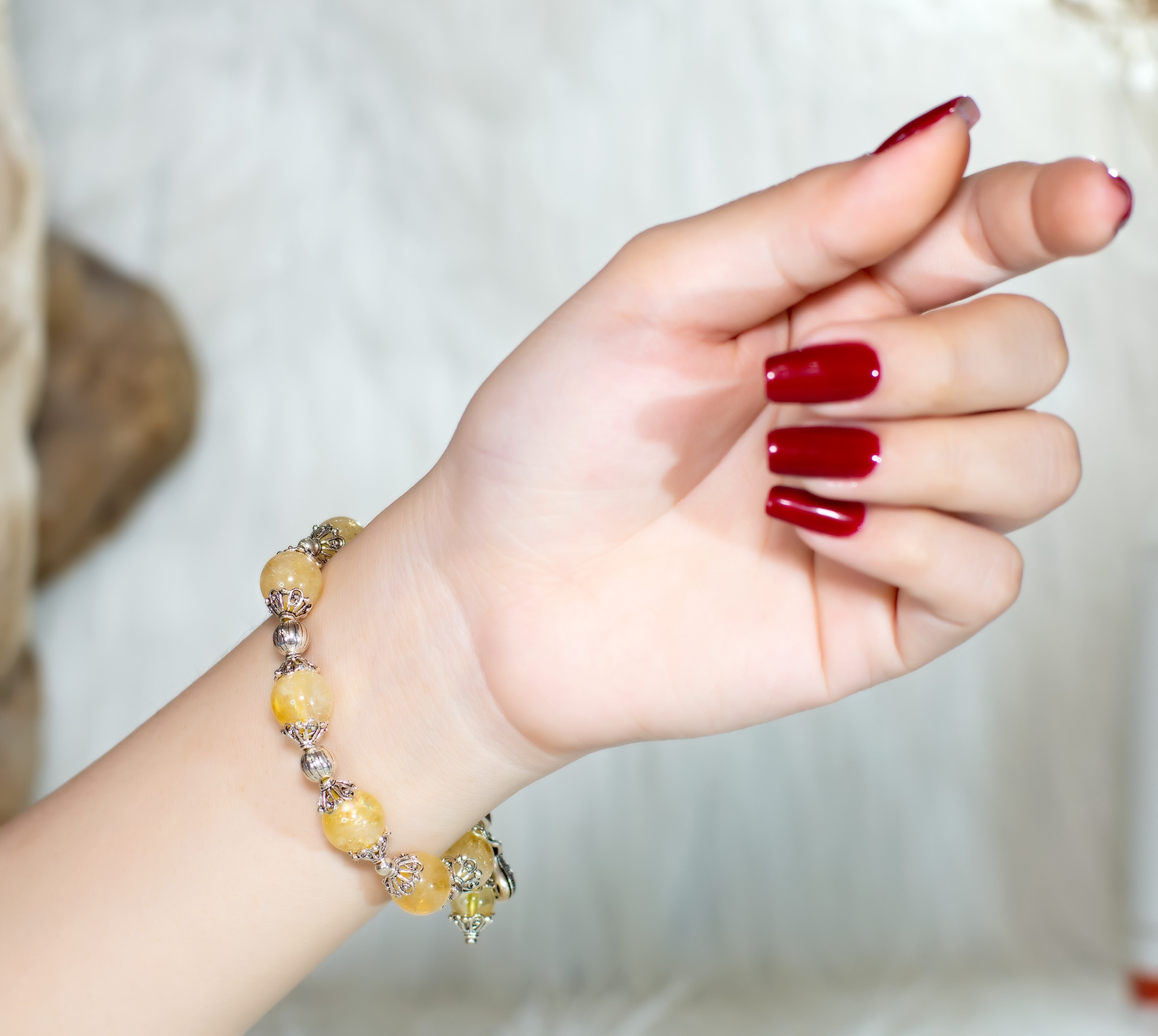 Vòng phong thủy Thạch anh vàng (Citrine) tự nhiên AAAA #VT025