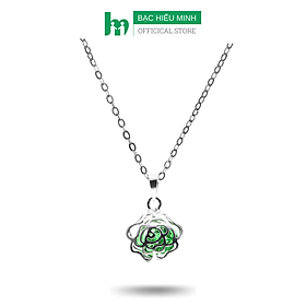 Dây Chuyền Nữ Bạc Bông Hồng Xanh BẠC HIỂU MINH DMD268B
