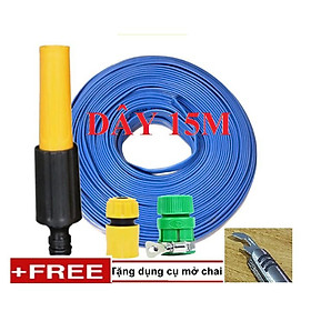 Bộ dây vòi xịt nước rửa xe, tưới cây . tăng áp 3 lần, loại 15m 206622-5 cút sập,nối vàng + tặng mở chai