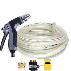 Bộ dây và vòi xịt rửa xe tưới cây tăng áp 15M(cút nhựa nối đồng nhựa) 206817
