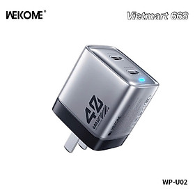 Củ Sạc Nhanh 40W WEKOME WP-U02 - Công Nghệ GaN Mới Nhất - Tích Hợp 2 Cổng TypeC Hỗ Trợ Sạc Nhanh Lên Đến 40W - Hàng Chính Hãng
