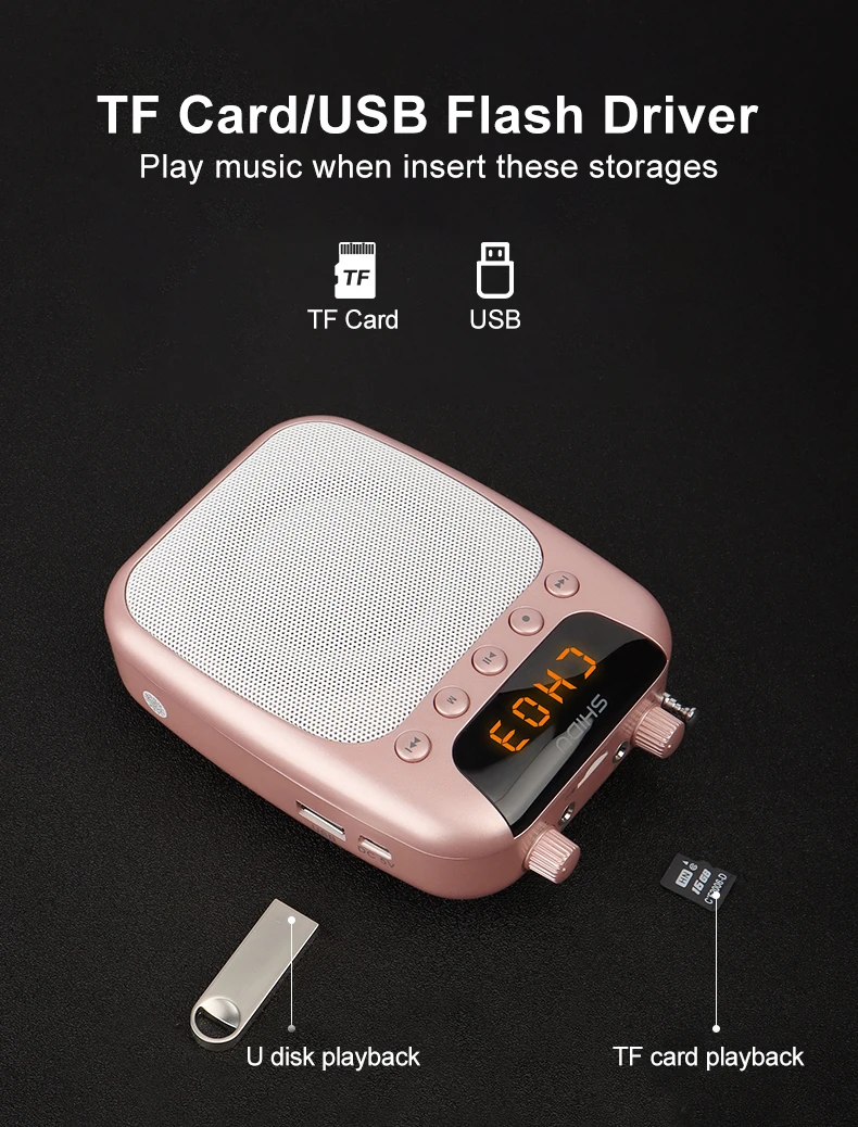 Tặng Kèm Micro Không Dây Trị Giá 199K - Loa Trợ Giảng Có Dây Shidu SD-S358 Công Suất Loa 10W Kết Nối Bluetooth,FM, Dung Lượng Pin 2500mAh Sử Dụng Lên Tới 15h. SHIDU S358 10W Wireless Mini Amplifier Meeting Guide Headset Micro Wireless - Hàng Chính Hãng