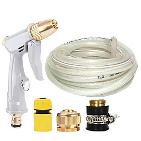 Bộ dây vòi xịt nước tưới cây rửa xe,tăng áp 3 lần, loại 7-10m (cút nhựa nối đồng nhựa) 206846