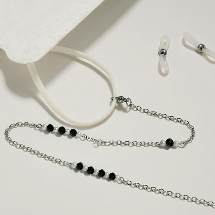Dây kính hạt đen trắng mix phụ kiện kính dây đeo khẩu trang mặt nạ dây đeo airpod